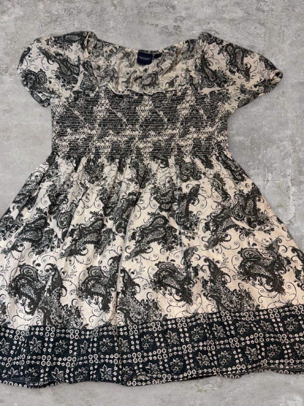 Sonoma Black and White Paisley Smocked Blouse